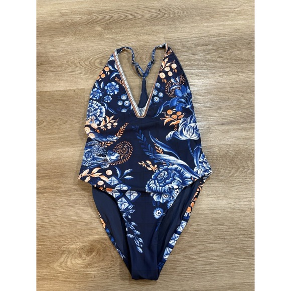 NWT Agua Bendita "Aloe Azure" UPF 50+ Beaded One Piece Swimsuit Sz S MSRP $220 - Picture 1 of 5